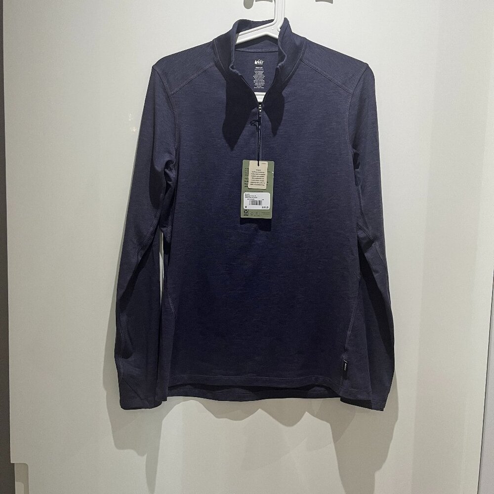 REI Women's Midnight 1/2 Zip Long Sleeve Top Size M Greystone Heather NWT